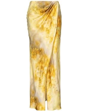 Pinko Faded Floral Print Gathered Skirt - Metallic