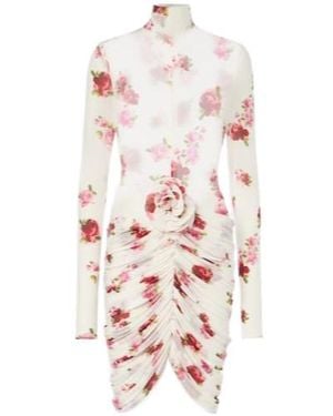 Magda Butrym Floral-Appliqué Sheer Jersey Minidress - White
