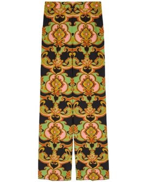 Etro Patterned Straight-Leg Silk Trousers - Metallic