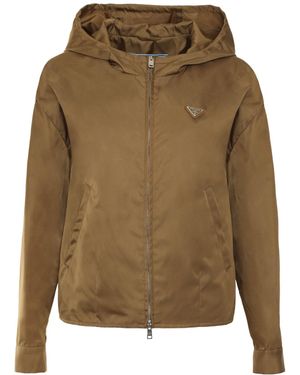 Prada Triangle-Logo Zipped Jacket - Green