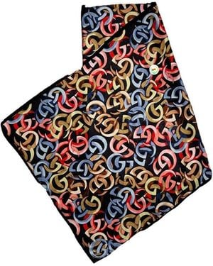 Gucci Double G Cotton Silk Jacquard Stole - Red