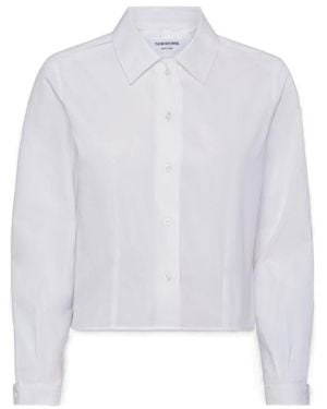 Thom Browne Long Sleeved Cropped Shirt - White