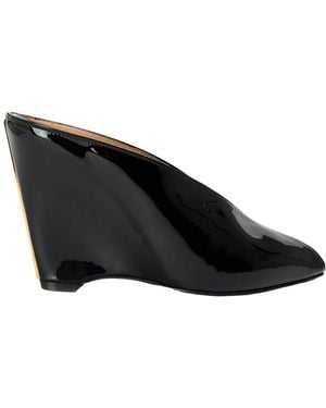 Ferragamo Glossy Patent Pointed Mule Slides - Black