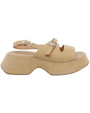 Vic Matié Platform Buckle Heeled Sandals - Natural