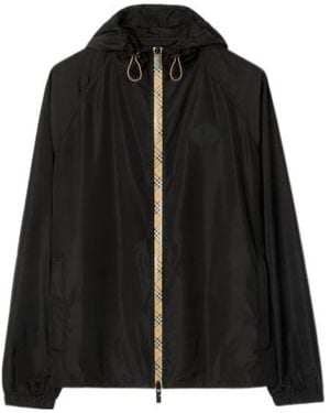 Burberry Checker-Tape Nylon Hooded Jacket - Black