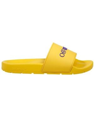 Off-White c/o Virgil Abloh Bookish Logo Embossed Slip-On Slides - Yellow