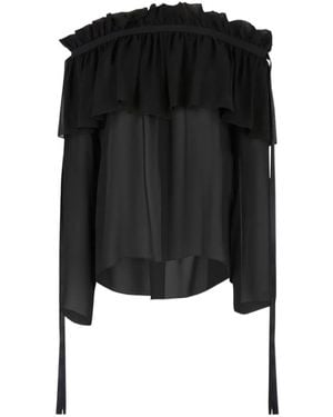 Nina Ricci Boat-Neck Silk Top - Black