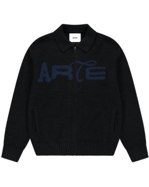 Arte' Logo-Patch Zip-Up Jumper - Blue