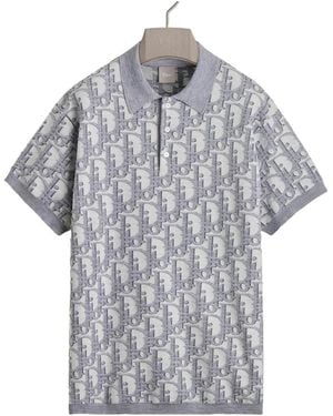 Dior Monogram Knit Polo Shirt - Gray