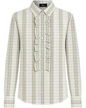 Etro Long-Sleeved Checked Shirt - White