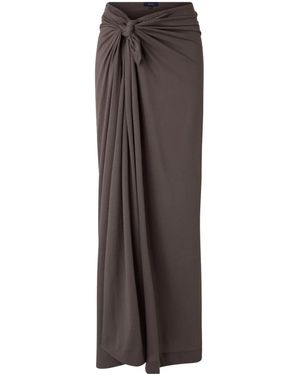 Soeur Goa Draped Tie-Waist Skirt - Brown