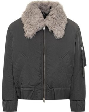 Ami Paris Ami Alexandre Mattiussi Bomber Jacket With Gray Shearling Collar