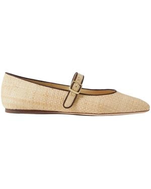 Loeffler Randall Grosgrain-Trimmed Raffia Mary Jane Ballet Flats - Natural