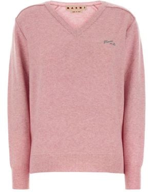 Marni V-Neck Knitted Sweater - Pink