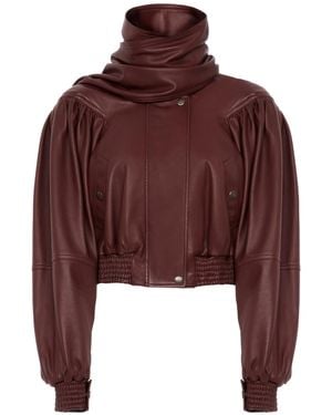 Chloé Chloé Detachable Scarf Leather Jacket - Red