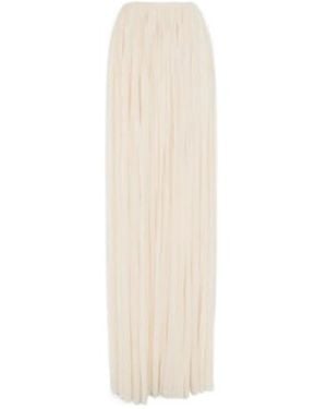 Saint Laurent Long Pleated Skirt - White