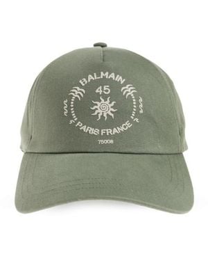 Balmain Logo Embroidered Baseball Cap - Green