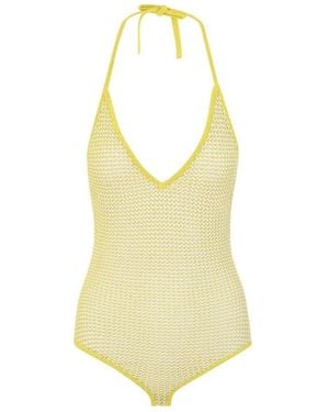 Bottega Veneta Halterneck Mesh Bodysuit - Yellow