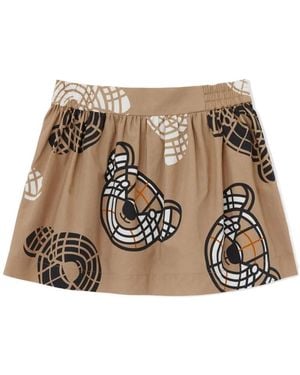 Burberry Thomas Bear-Print Cotton Skirt - Natural