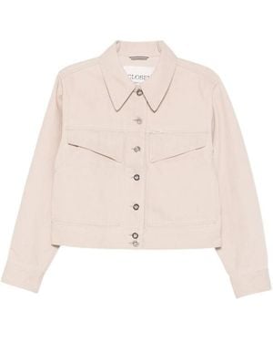 Closed Button-Fastening Pocket Jacket - Natural