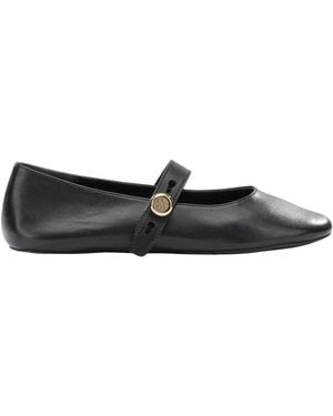 Tory Burch Logo-Strap Ballet Flats - Black