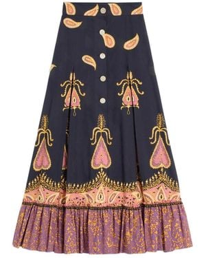 Valentino Paisley-Print Maxi Skirt - Blue
