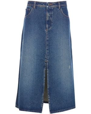 A.P.C. Slit-Detailed Denim Skirt - Blue