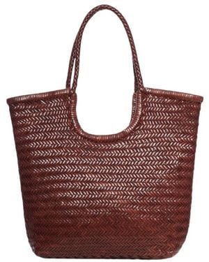 Dragon Diffusion Ns Diagonal Triple Jump Leather Tote Bag - Red