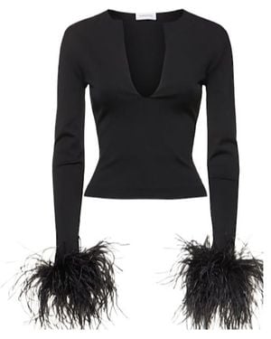 16Arlington Long Sleeve Feather Top - Black