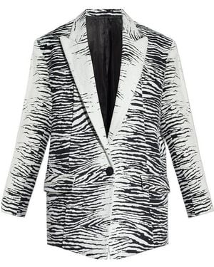 The Attico The Zebra Print Single-Breasted Blazer - Gray