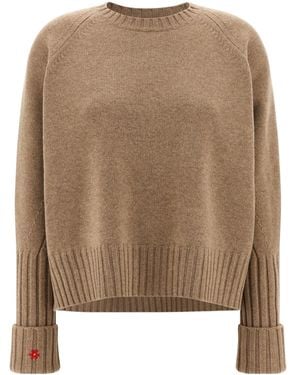 Tory Burch Crewneck Knitted Sweater - Natural