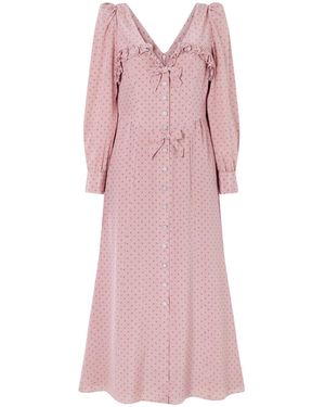 Alessandra Rich Polka Dot Dress With Bow - Pink