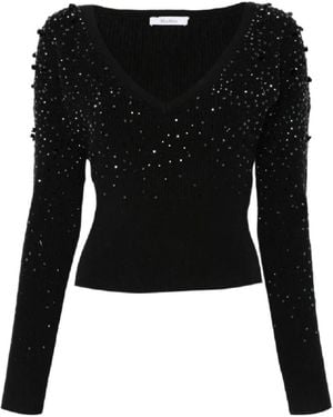 Max Mara Gang Beaded V-Neck Jumper - Black