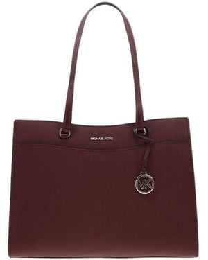 Michael Kors Jet Set Travel Large Saffiano Leather Pocket Tote Bag - Red
