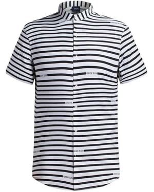 Armani Jeans Striped Short-Sleeved Shirt - Blue