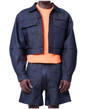 Walter Van Beirendonck Embossed Denim Blazer - Blue