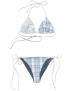 Acne Studios Patterned Plaid Bikini - White