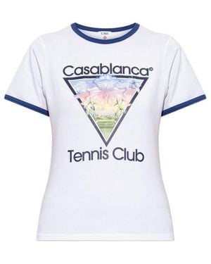 CASABLANCA Contrast Trim Graphic Shortsleeve Tee - Blue