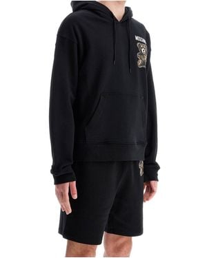 Moschino Teddy-Print Hoodie - Black