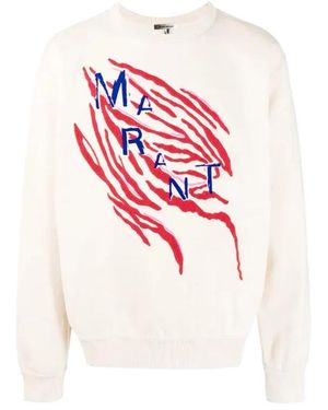 Isabel Marant Tiger-Stripe Embroidered Sweatshirt - White