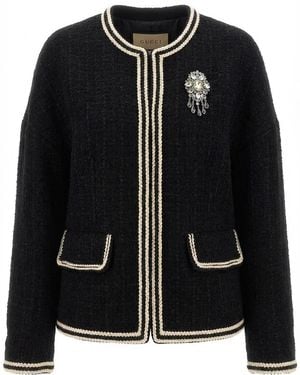 Gucci Interlocking G Tweed Jacket - Black