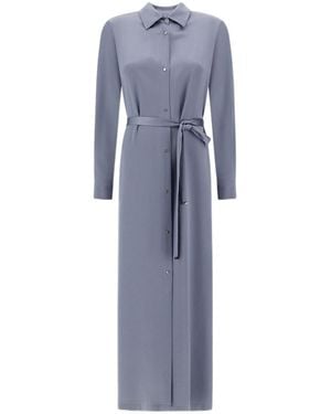 Herno Resort Button Detailed Belted Shirt Dress - Blue