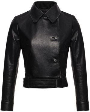 Magda Butrym Fitted Leather Jacket With Waist Belt - Black