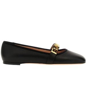 Bally Balby Leather Ballerina Shoes - Black