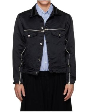 Comme des Garçons Zip-Detail Button-Up Jacket - Black