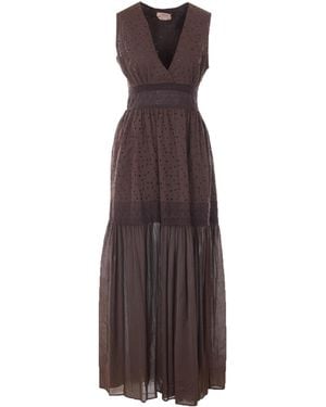 Twinset V-Neck Sleeveless Dress - Purple