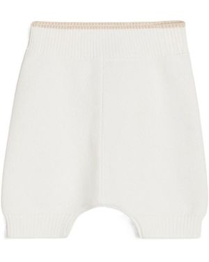 Brunello Cucinelli Cotton Honeycomb Stitch Knit Baby Bernie Bermuda Shorts - White