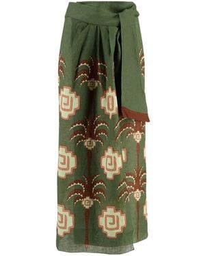 Johanna Ortiz Amazon Echoes Linen Skirt - Green