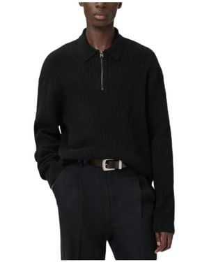 AllSaints Frayed-Edge Single-Breasted Blazer - Black
