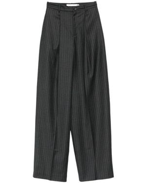 AYA MUSE Pinstripe-Print Pleated Pants - Gray